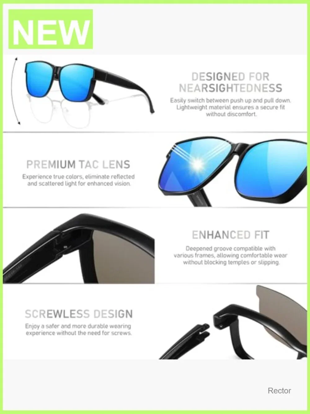 Men's Oversized Square Fit Over Sunglasses Polarized UV400 Driving Shades